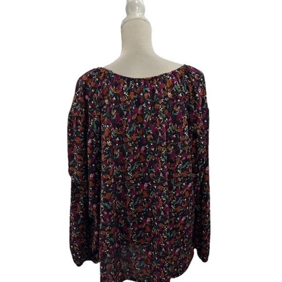 Ava Viv Women’s Plus Multicolor Floral Top 1X Long Puff Sleeve Lightweight - Picture 4 of 9
